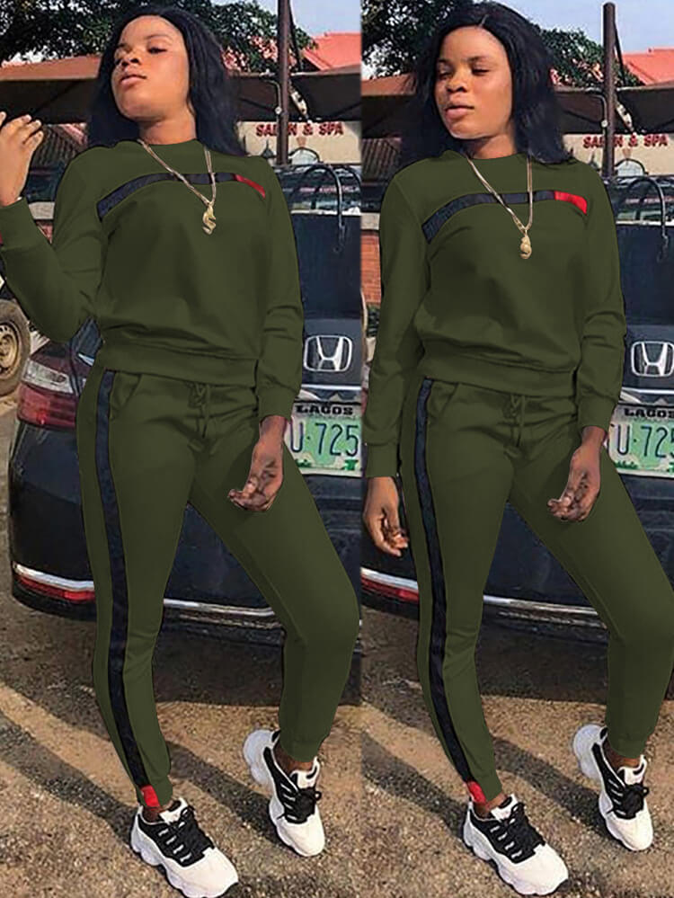 Two Piece Sweatshirt Bodycon Pants Set Sweatsuits