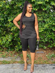 Two Piece Plus Size Sleeveless Top shorts Set