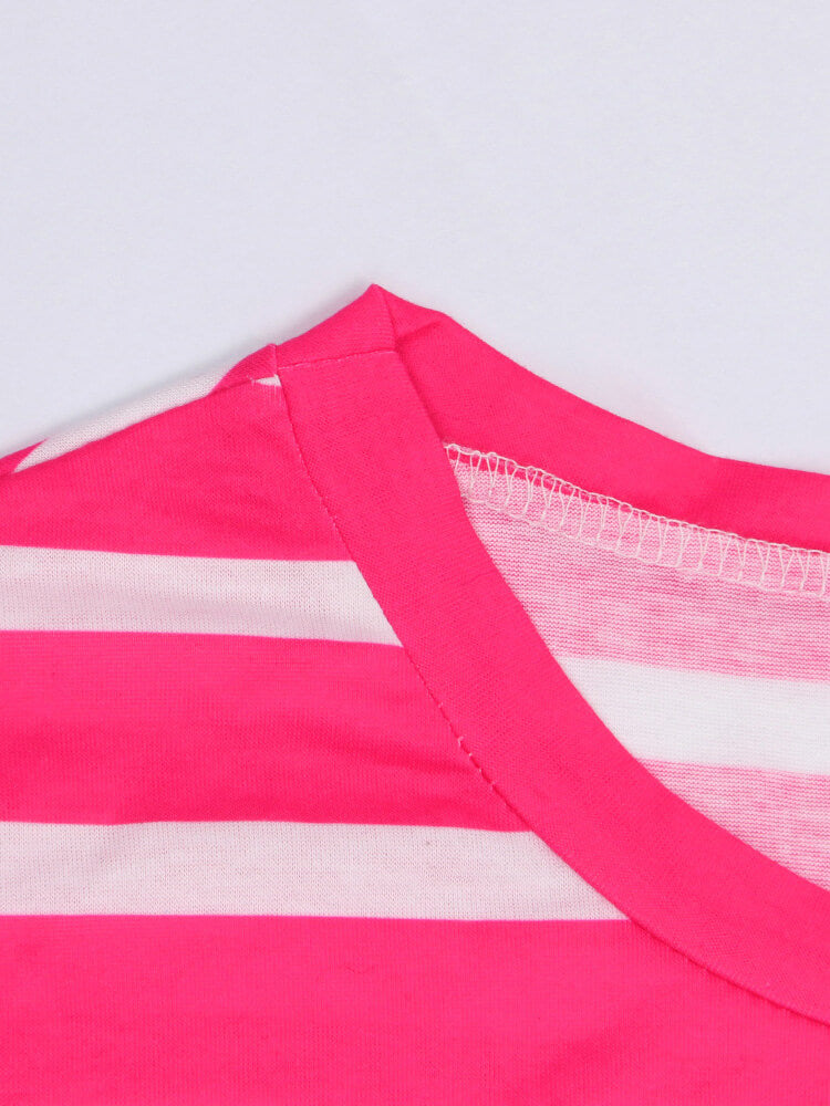 Short Sleeve Crew Neck Stripe Pocket Maxi Dress