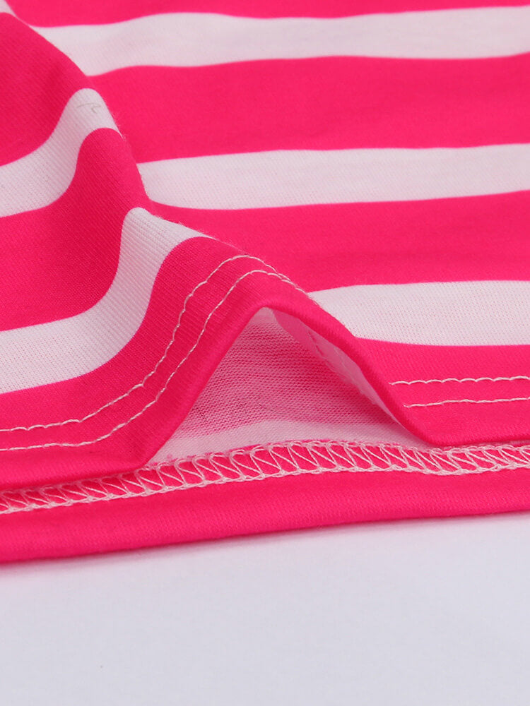 Short Sleeve Crew Neck Stripe Pocket Maxi Dress