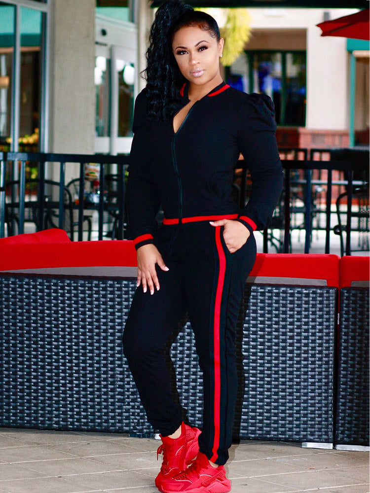 Two Pieces Long Sleeve Jacket Long Pants Suit