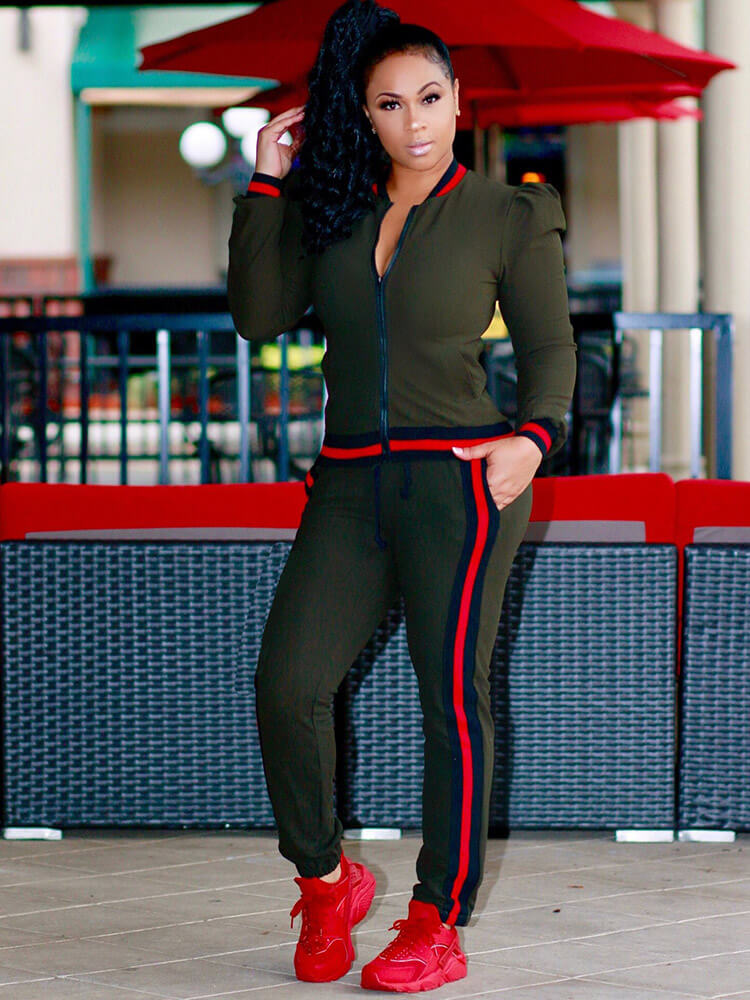 Two Pieces Long Sleeve Jacket Long Pants Suit