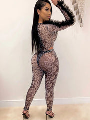 Snake Skin Print Top Skinny Pants