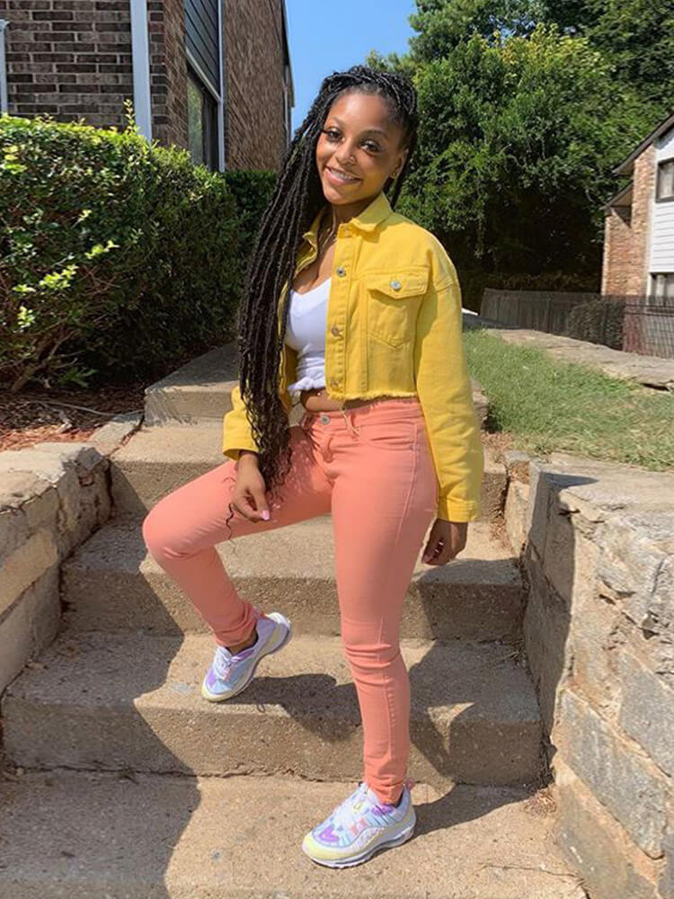 Long Sleeve Button Down Ripped Denim Jacket