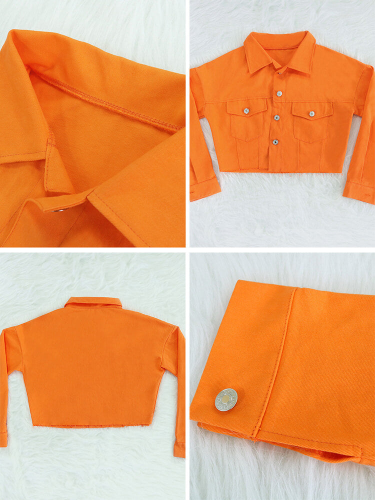 Long Sleeve Button Down Ripped Denim Jacket