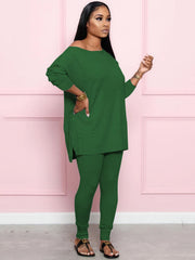 Two Pieces Long Sleeve Top Bodycon Pants