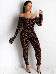 Two Pieces Print Off Shoulder Pants Sets