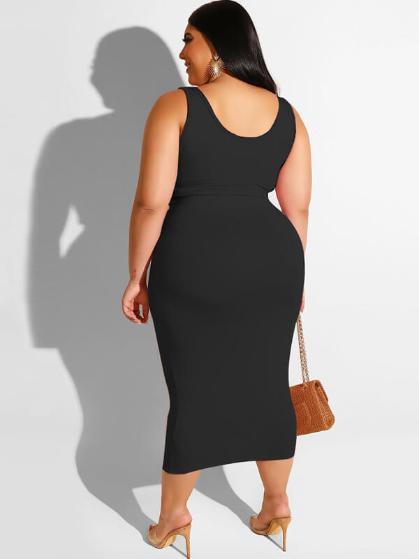 Plus Size Two Piece Tank Top Maxi Skirts Set