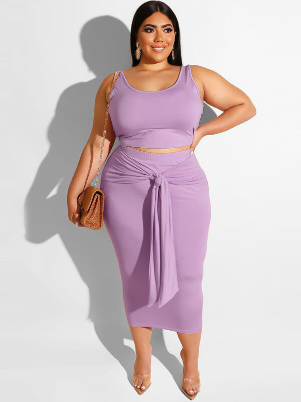 Plus Size Two Piece Tank Top Maxi Skirts Set