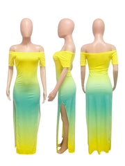 Off-Shoulder Side Slit Bandage Cocktail Party Maxi Dress
