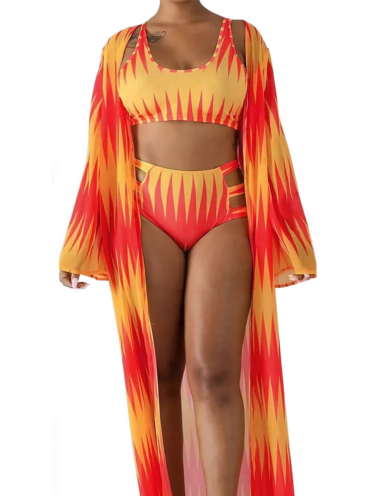 Three Pieces Beach Bikini Swimwear Suit