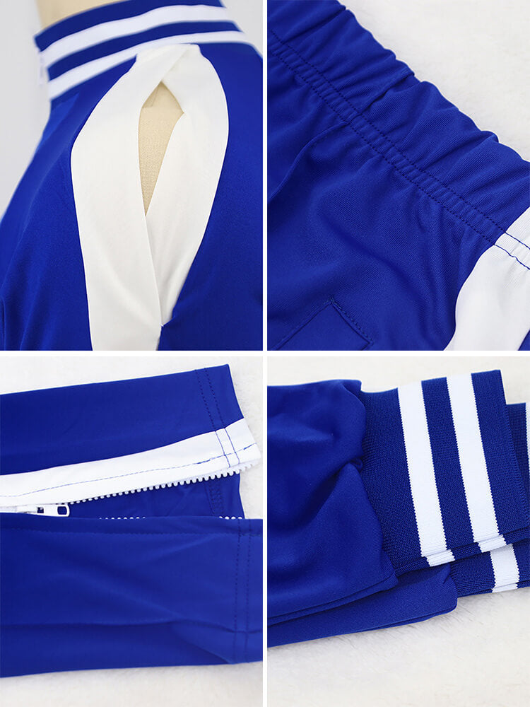 Plus Size Cold Shoulder Jacket Pants Set