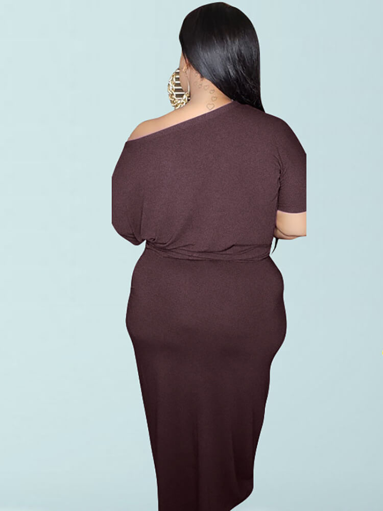 Plus Size 2 Piece Button Twist Knot Top Pocket Skirt Set