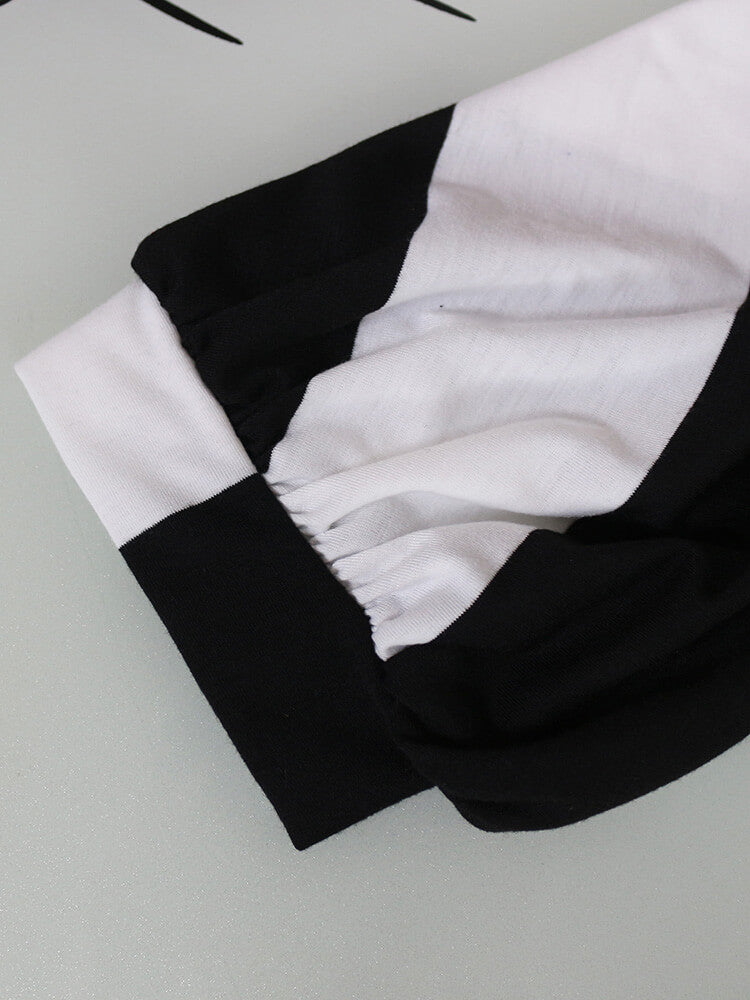 Striped One Shoulder High Low Irregular Blouse Top Dress