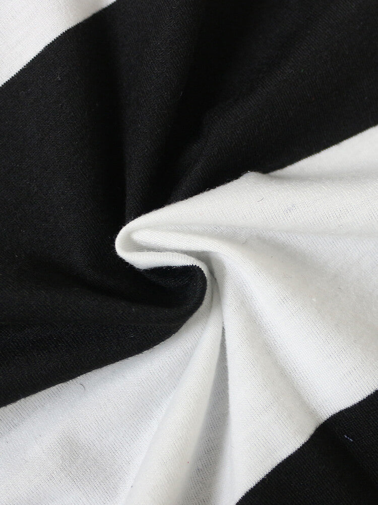 Striped One Shoulder High Low Irregular Blouse Top Dress