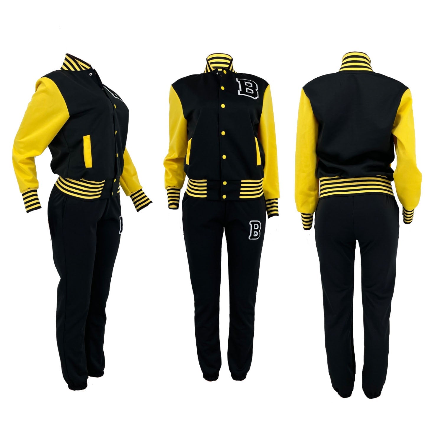 Two-Piece Letter Print Color Block Baseball Set