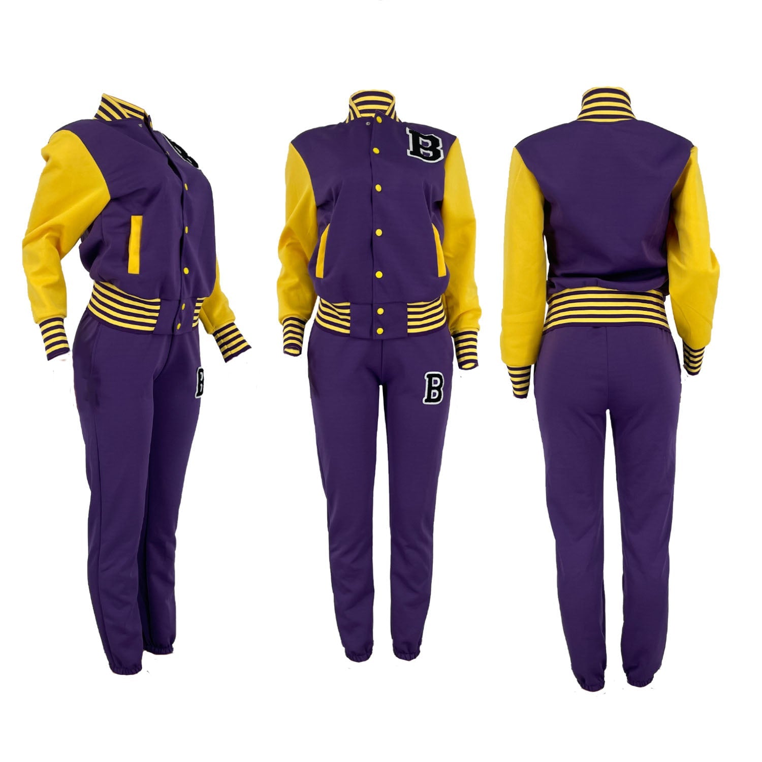 Two-Piece Letter Print Color Block Baseball Set