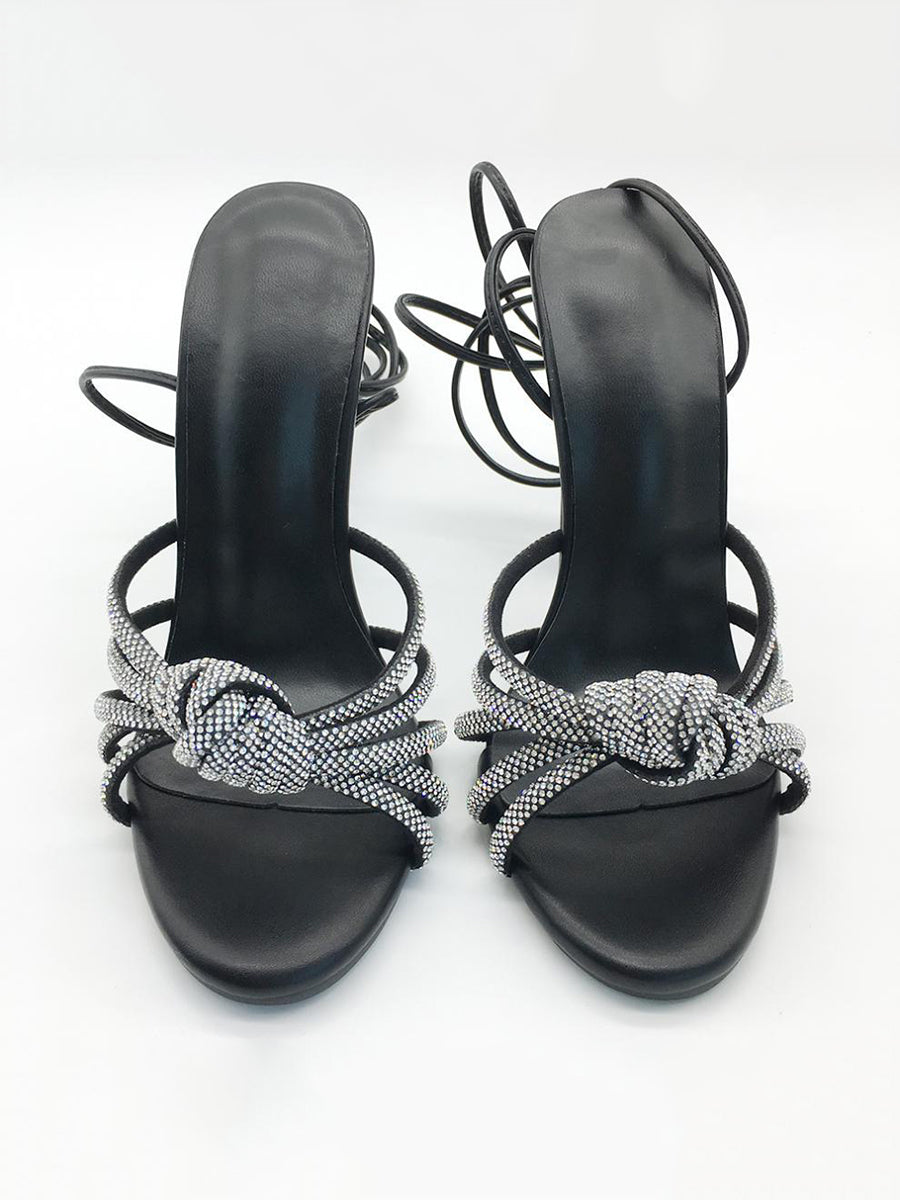Rhinestone Embellishments Strap High Heel Sandal