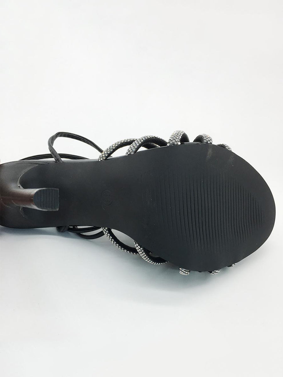 Rhinestone Embellishments Strap High Heel Sandal