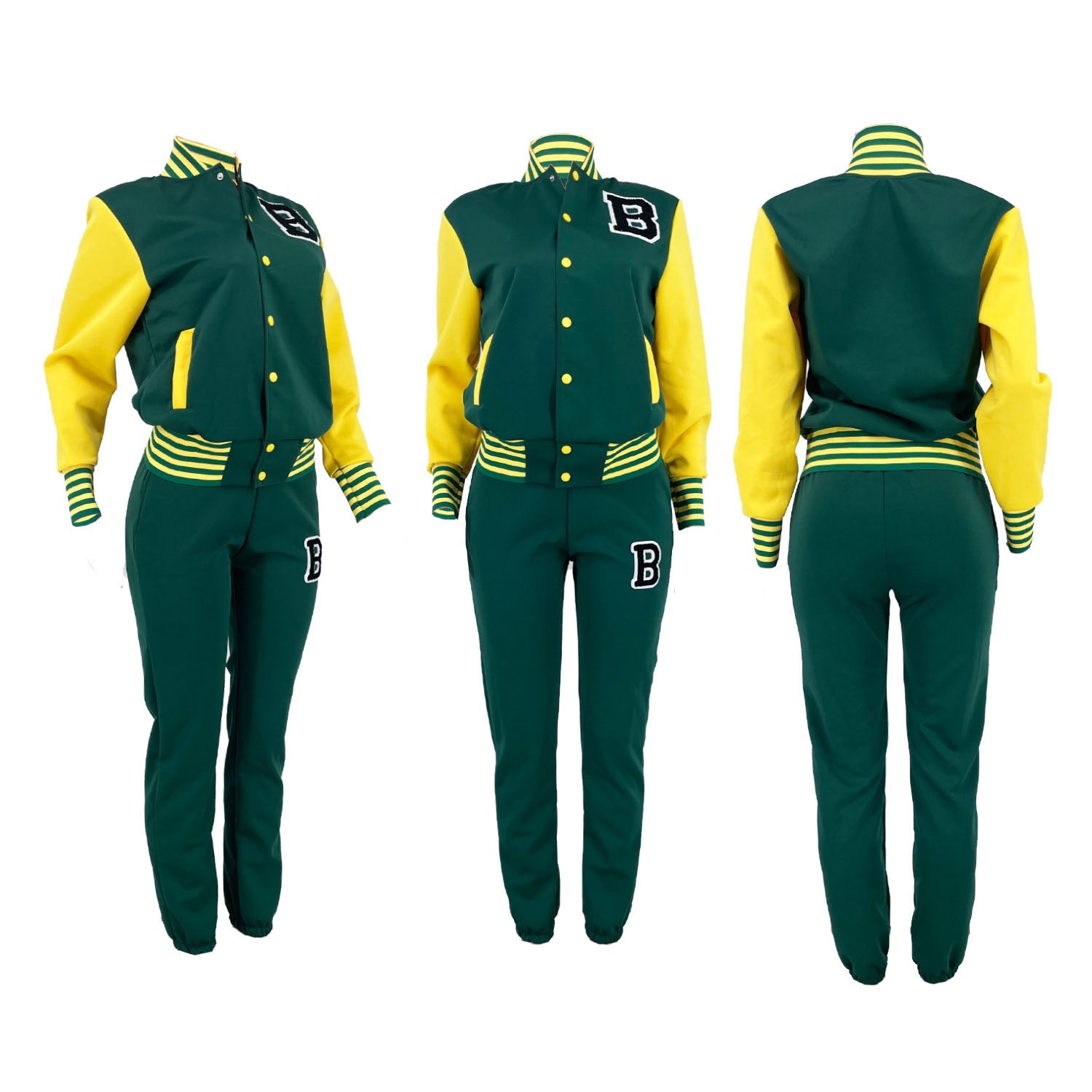 Two-Piece Letter Print Color Block Baseball Set