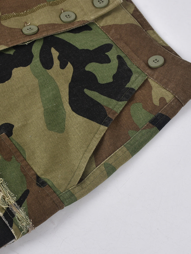 Camouflage Utility Pockets Split Skirt