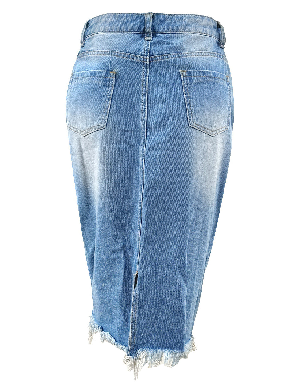 Denim Ripped Back Split Midi Skirts