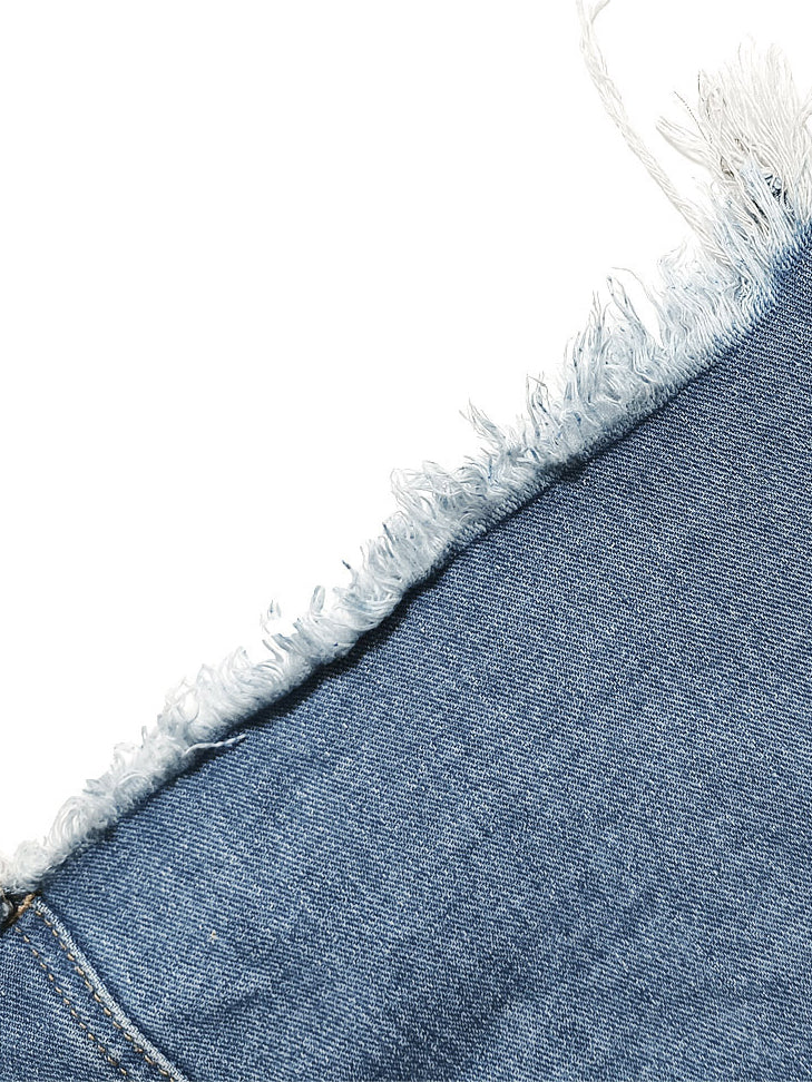 Denim Ripped Back Split Midi Skirts