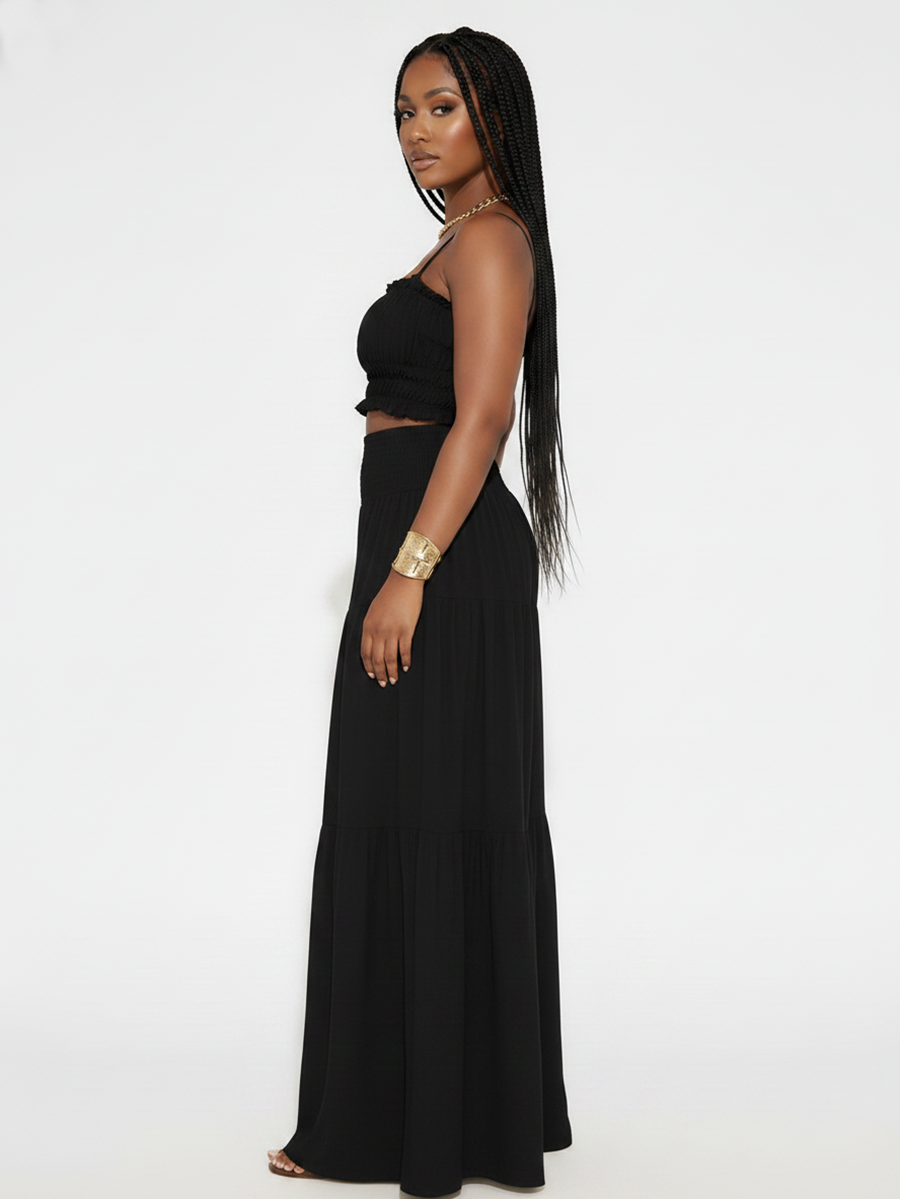 Spaghetti Strap Crop Top Wide Leg Pants Set