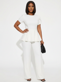Short Sleeve Ruffle Top Pants Set