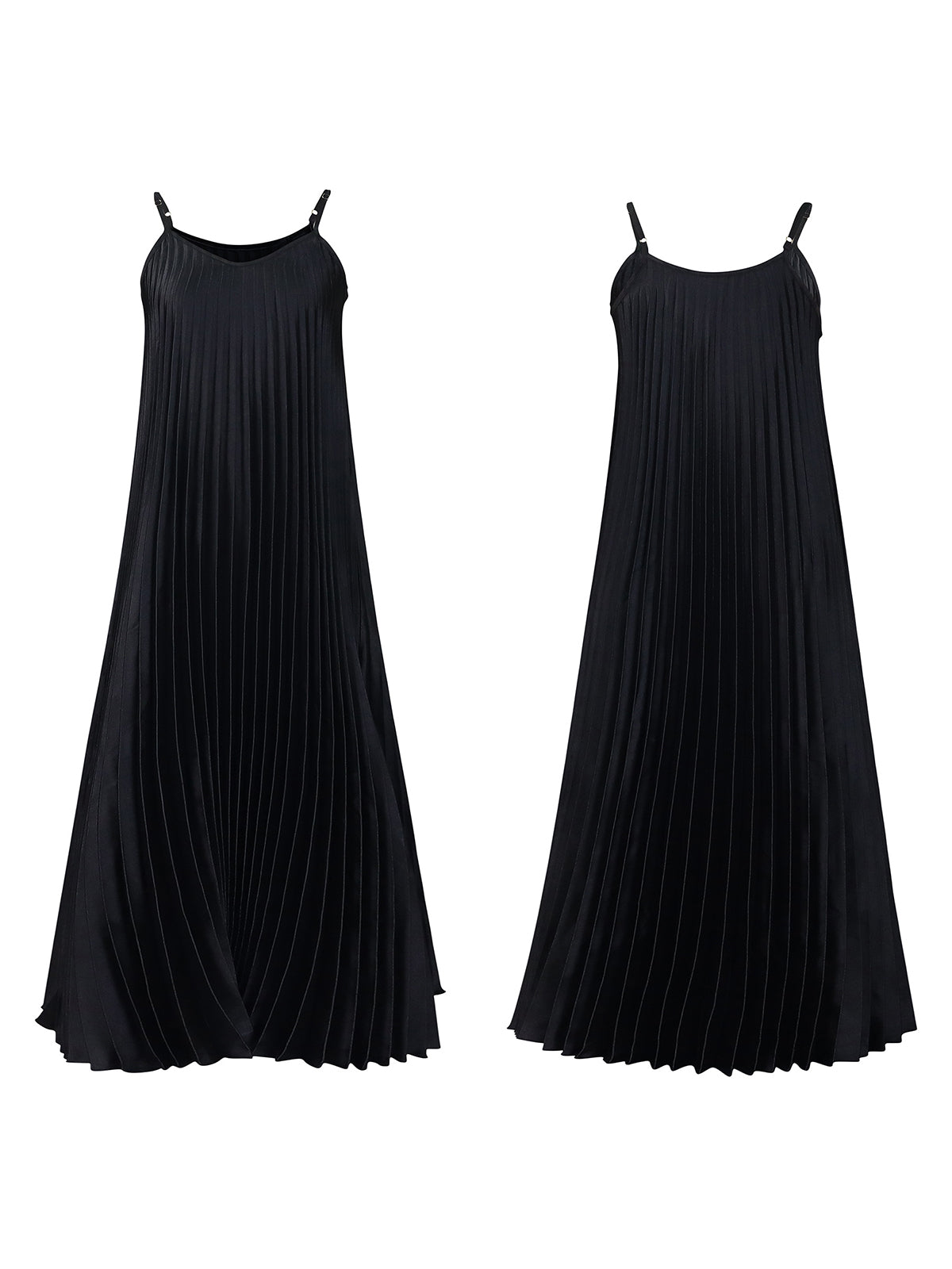 Solid Color Loose Strap Beach Pleated Dress