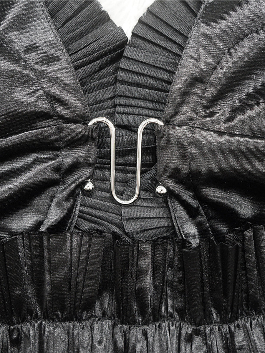 Ruffle Hem Top Ruched Slit Skirt Set