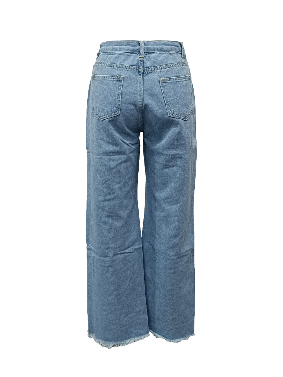 Street Style Distressed Loose Fit Straight Jeans