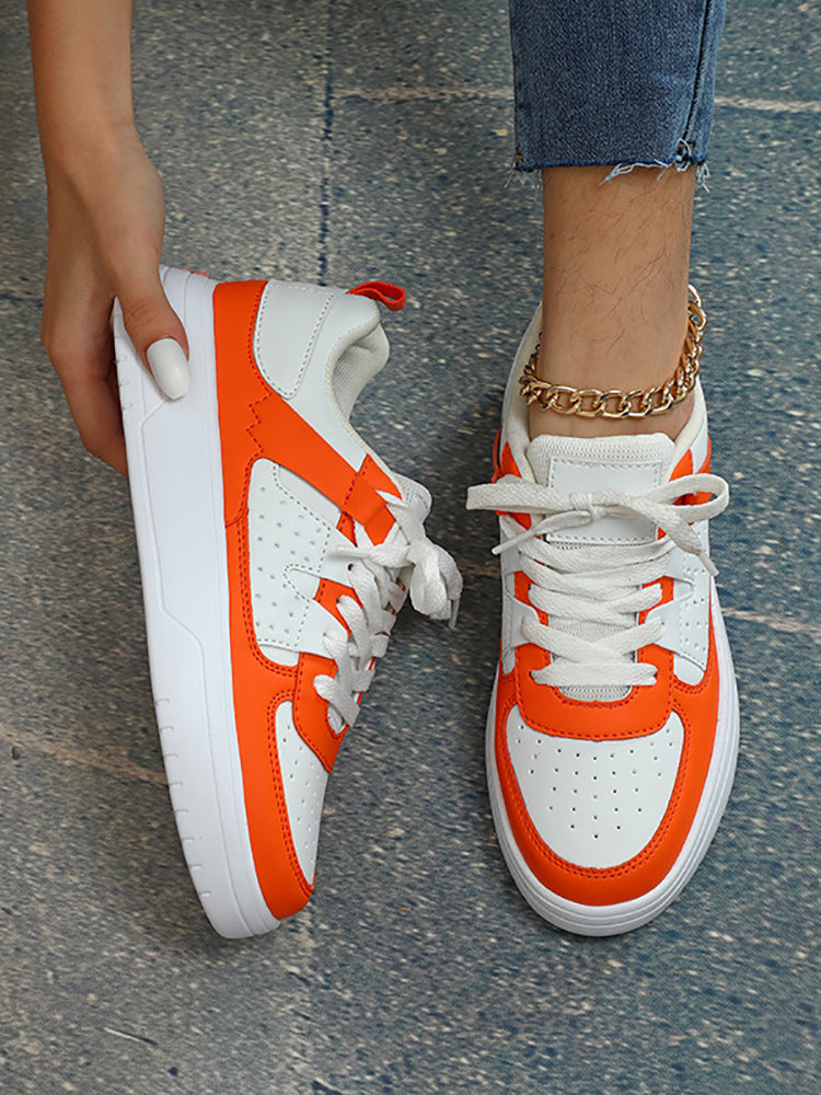 Colorblock Platform Lace-Up Sneakers