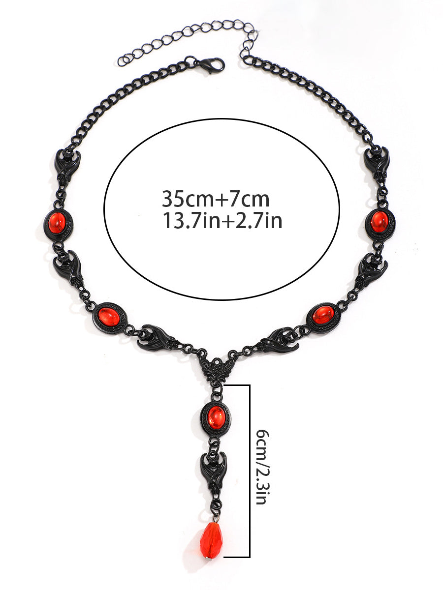 Halloween Gothic Devil Gemstone Necklace