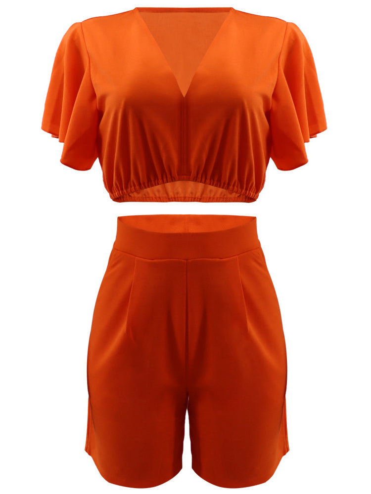 Two Piece Crop Top shorts Set