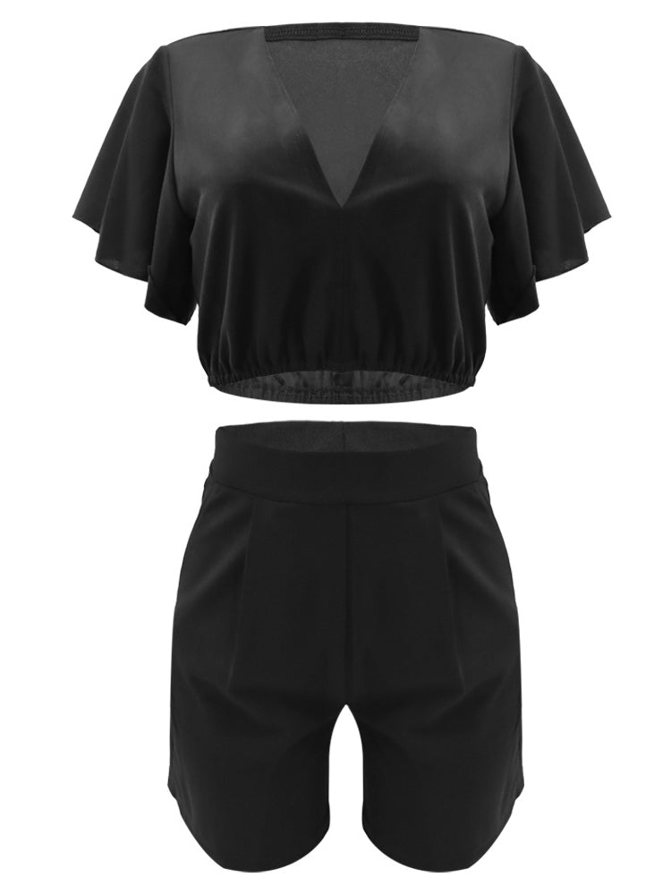 Two Piece Crop Top shorts Set