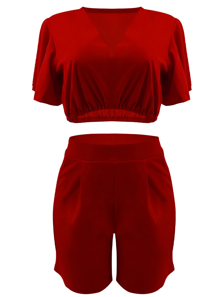 Two Piece Crop Top shorts Set