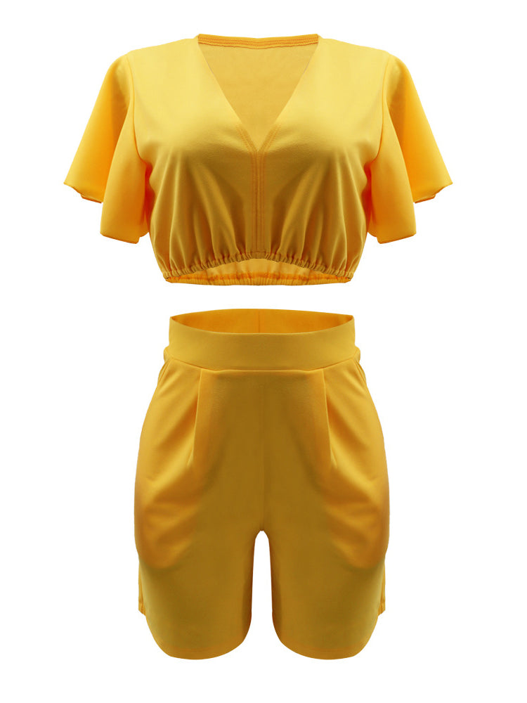 Two Piece Crop Top shorts Set