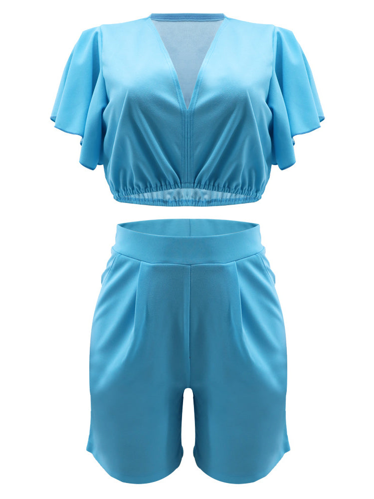 Two Piece Crop Top shorts Set