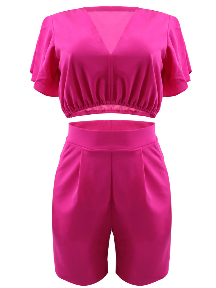 Two Piece Crop Top shorts Set