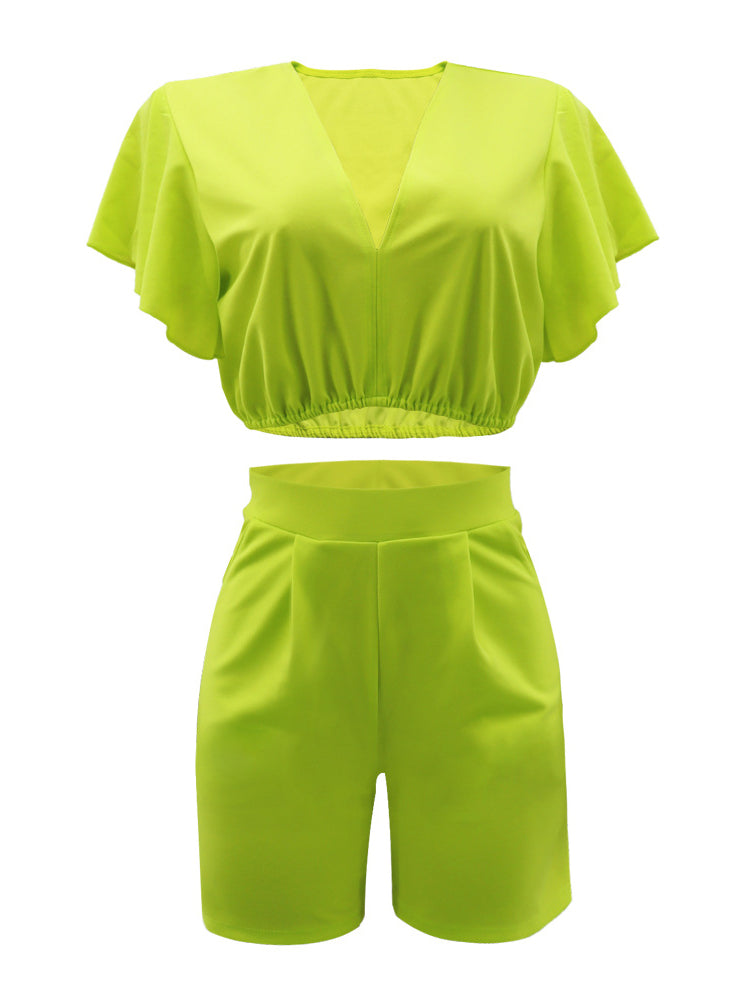 Two Piece Crop Top shorts Set