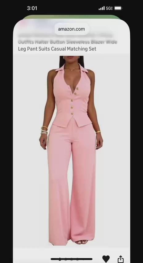 Halter Vest Wide Leg Pants Suit