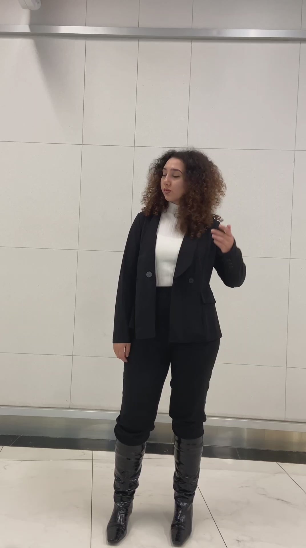 Shawl Collar Blazer Pencil Pants Suit