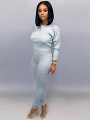 Two Pieces Knit Sweater Pants Set