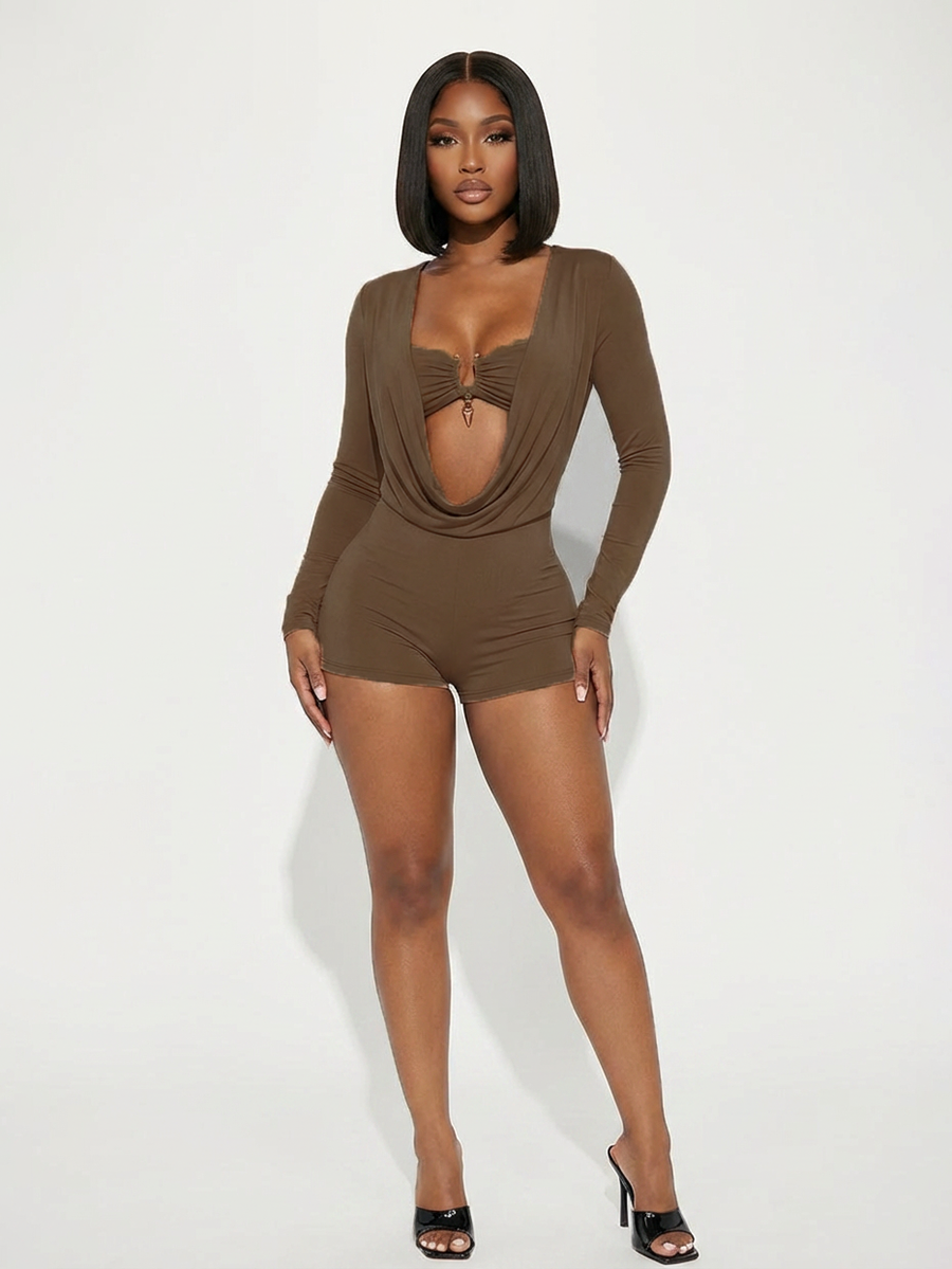 Strapless Metal Detail Top Romper Set