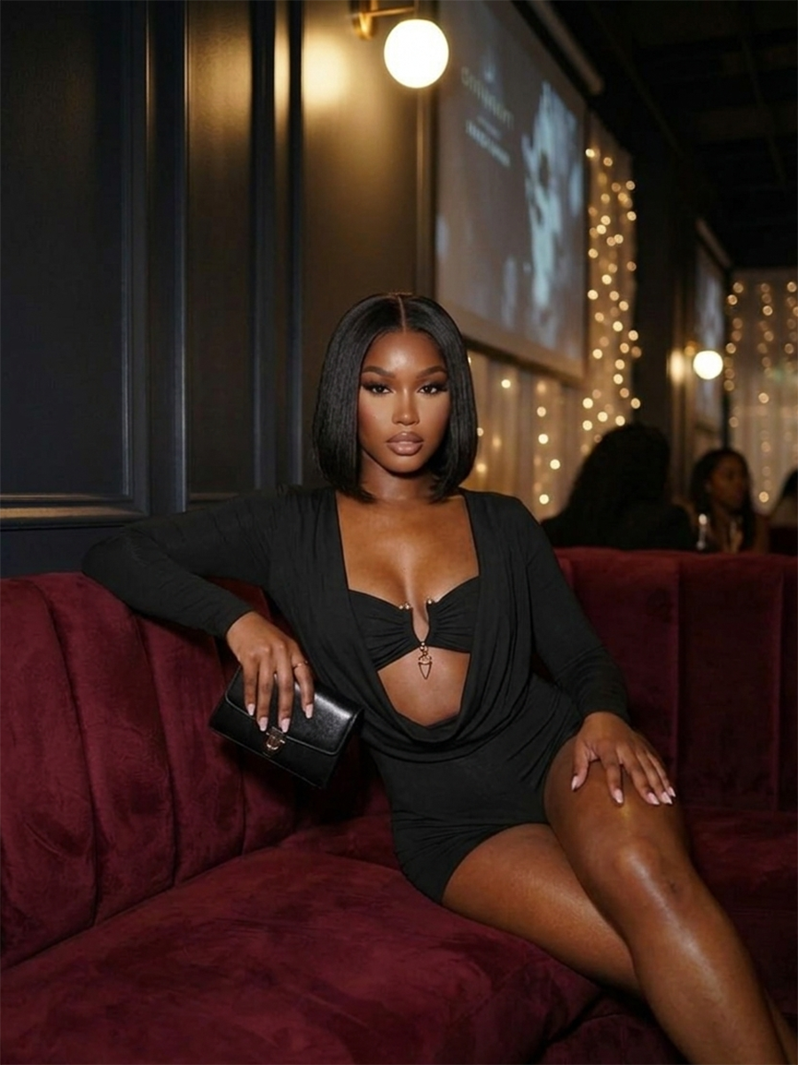 Strapless Metal Detail Top Romper Set