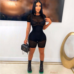 Knitted Crew neck Short Sleeve Romper