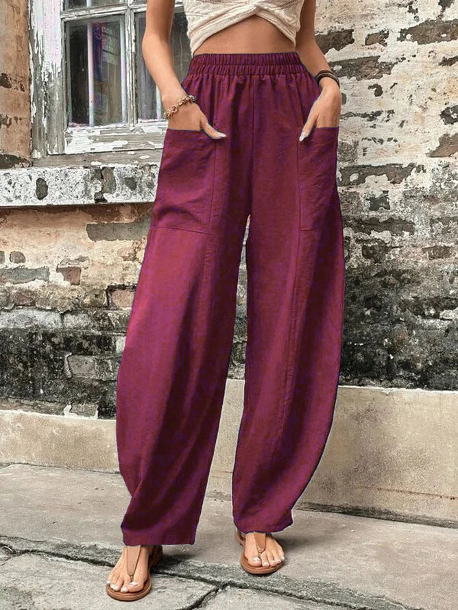 High Waisted Straight Leg Pants with Pockets