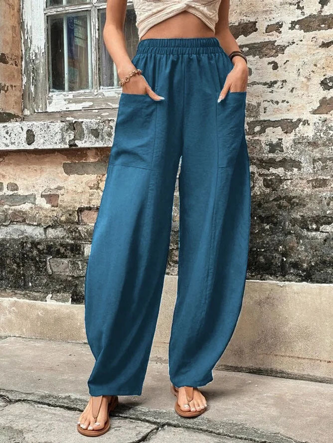 High Waisted Straight Leg Pants with Pockets