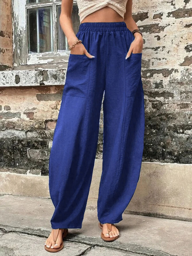 High Waisted Straight Leg Pants with Pockets